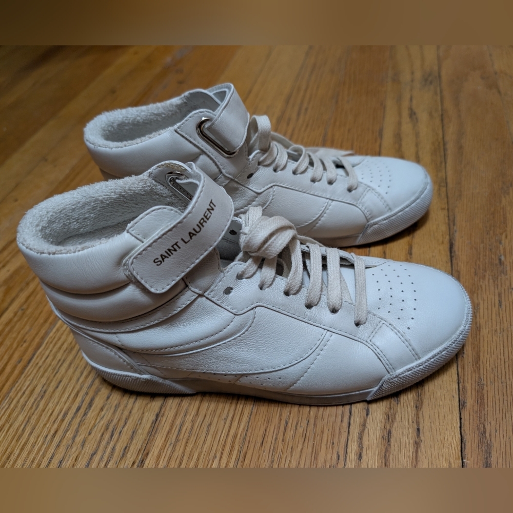 Saint Laurent White High-Top Sneakers 5.5